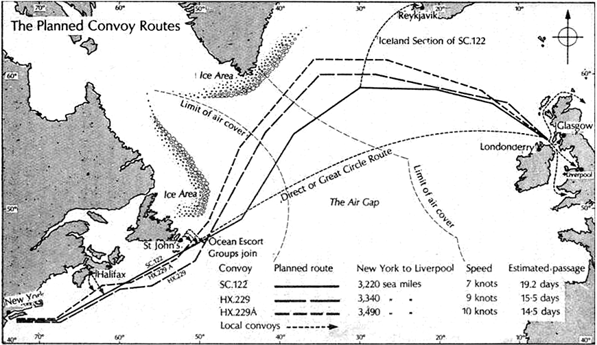 WWII planned convoy routes
